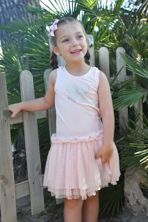 Angels Face Pink Austin Crystal Bow Tulle Dress152158cm