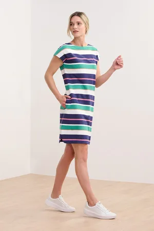 Hatley Blue Spring Sea Stripes Capri 100% Cotton Dressxsmall