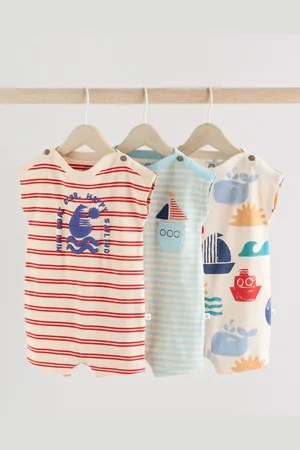 Next Baby 100% Cotton Rompers 3 Pack7480cm