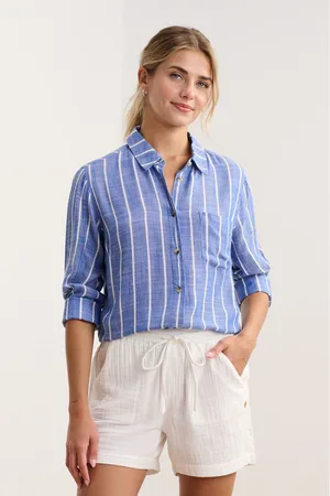 Hatley Blue Basket Weave Stripes Cindy Shirtxsmall