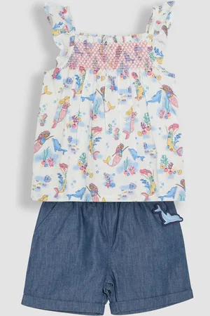 JoJo Maman Bébé 2-Piece Pet in Pocket Smocked Blouse & Shorts Set7480cm