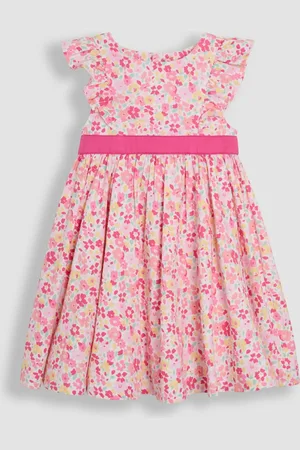 JoJo Maman Bébé Pretty Floral Ruffle Front Party Dress116122cm