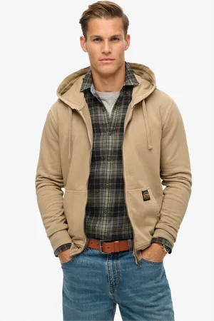 Superdry 100% katoenen hoodie met contrasterende stiksels en ritsL