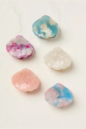 Fat Face FatFace Mini Shell Hair Clips 5 Packeen