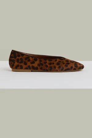 Reiss Amelia Leather Leopard Print Ballet Flatseu42
