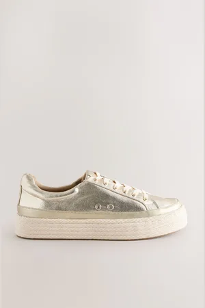 Next Forever Comfort Round Toe Espadrille Lace Up Trainerseu40