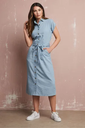 Long Tall Sally Tie Denim Midi Dress12 Tall