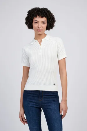 U.S. Polo Assn. U. S. Polo Assn Womens Vertical Texture Stripe Knit Polo Shirtxlarge
