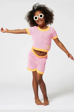 Billieblush Pink Crochet Shorts With Contrast Colour Detail116122cm