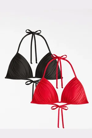 Friends Like These Pleated Triangle Tie Back Bikini Tops 2 Pack40