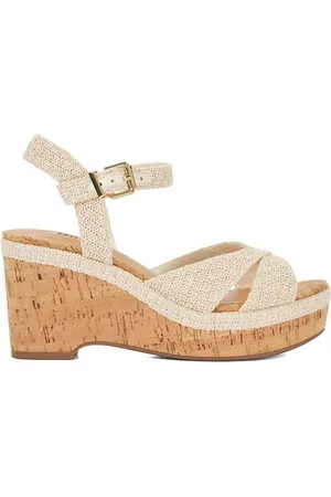 Dune Wide Fit Kelulu Cork Wrap Wedge Heel Sandalseu42