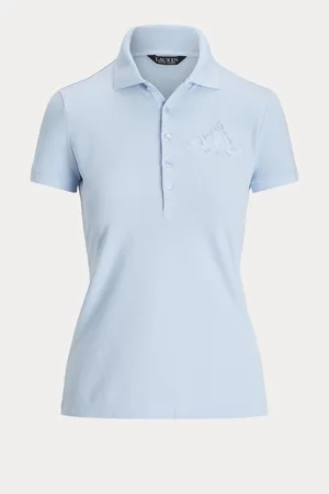Ralph Lauren Blue Kiewick Embroidered Logo Polo Shirtmedium