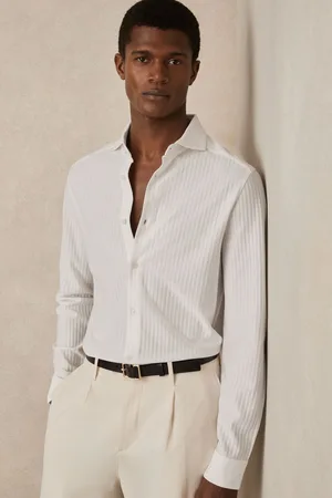 Reiss Hayes Cotton-Jersey Stripe-Jacquard Shirt2X-Large