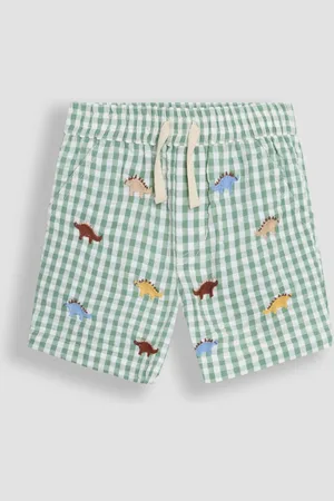 JoJo Maman Bébé Dino Embroidered Gingham Shorts110116cm