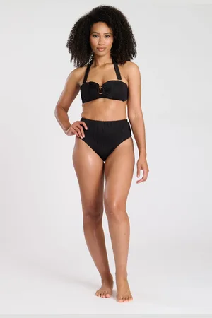 South Beach Black Wavy Rib Moulded Bandeau and High Waist Briefs Set38