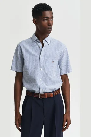 GANT 100% Cotton Regular Fit Short Sleeve Seersucker Stripe Shirtxxlarge