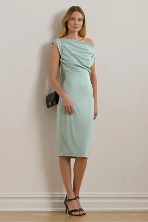 Ralph Lauren Blue Camisha One-Shoulder Jersey Midi Dress38