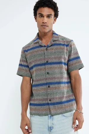 River Island Crochet Stripe Revere Shirtxsmall