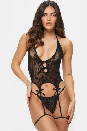 Ann Summers Kourtney Lace Crotchless Cami Suspender SetXL-2XL