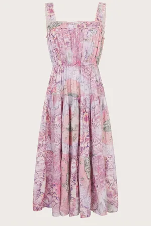 Monsoon Strappy Marbled Floral Maxi Dress134140cm