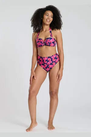 South Beach Blue Printed Moulded Bandeau and High Waist Briefs Set38