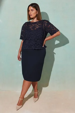 Live Unlimited London Lace Overlay Midi Dress52