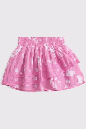 Abercrombie & Fitch Woven Lace Trim Mini Pink Skirt146152cm