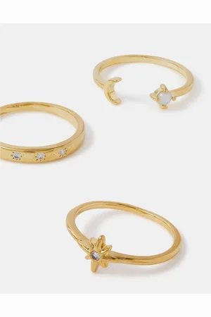 Accessorize 14ct Celestial Rings 3 Packlarge