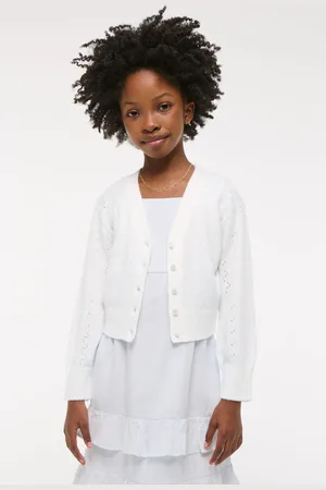 Abercrombie & Fitch Easy Open Stitch Cropped White Cardigan122128cm