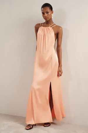 Reiss Tallie Satin Halterneck Maxi Dress42