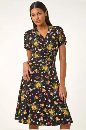 Roman Floral Print Ring Detail Midi Dress38