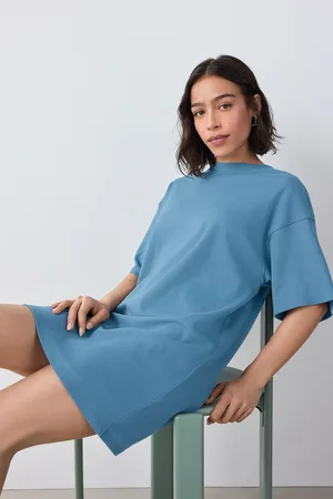 Next Relaxed Fit Short Sleeve 100% Cotton Crew Neck Mini DressL Reg