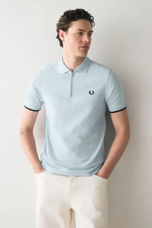 Fred Perry Crêpe piqué poloshirt met rits bij de halsX-large