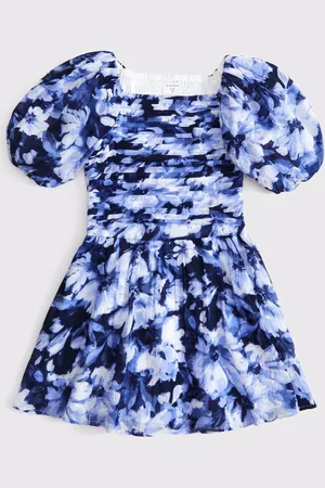 Abercrombie & Fitch Floral Square Neck Puff Sleeve Dress122128cm