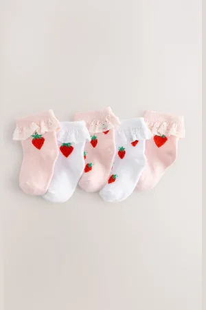 Next 5 Pack Strawbery Lace Baby Socks (0mths-2yrs)5662cm