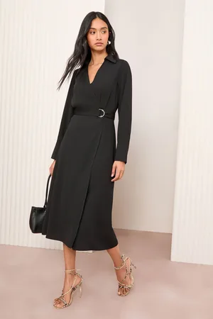 Friends Like These Long Sleeve Belted Wrap Tailored Dress40
