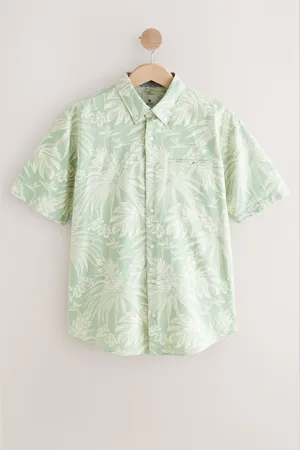 Next 100% Cotton Textured Floral Print Short Sleeve Shirt5X-Large