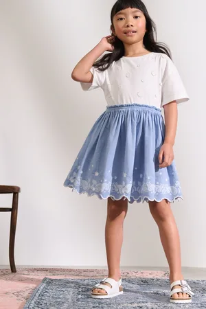 Next Daisy Trim Embroidered 100% Cotton Skirt Dress (3-12yrs)140146cm