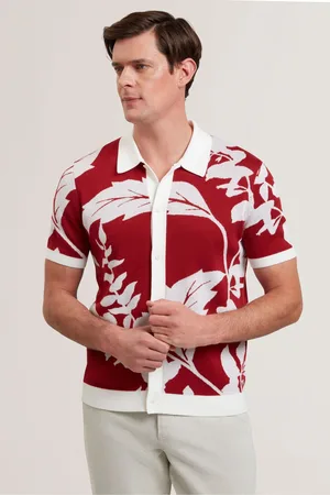 Ted Baker Edson Button Through Floral Polo ShirtLarge