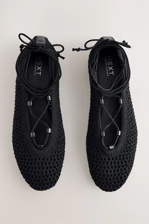 Next Forever Comfort Round Toe Crochet Tie Up Ballerinaseu40