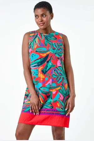 Roman Tropical Border Tie Detail Shift Dress44