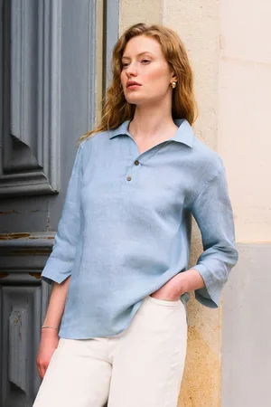 CELTIC & CO. Blue 100% Linen Polo Shirt46