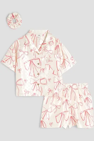 River Island Girls Bow Satin Pyjamas122128cm