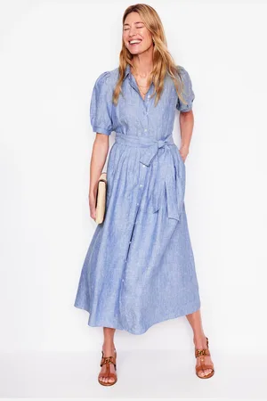Boden Alexa 100% Linen Maxi Shirt Dress38