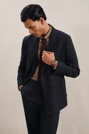 Reiss Kin Db Linen Double-Breasted Suit Slim-Fit Blazer56 Standaard (UK 46 R)