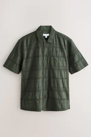 Next 100% Cotton Textured Check Short Sleeve ShirtLarge