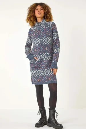 Roman Aztec Roll Neck Knitted Dress42