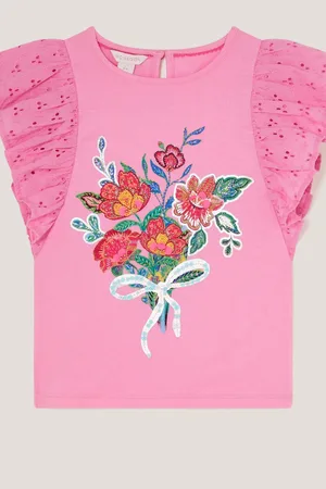 Monsoon Floral Print Bouquet Broderie Frill Blouses110116cm