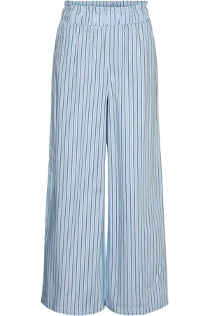 VERO MODA Striped Wide Leg Elasticated Waist 100% Cotton Woven Trousers158164cm