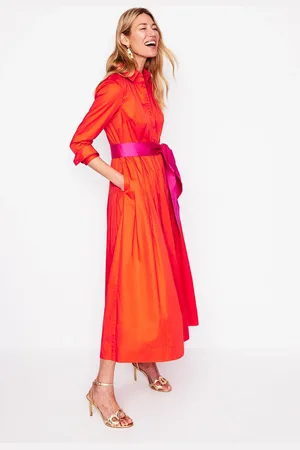 Boden Maxi Pleated 100% Cotton Shirt Dress38